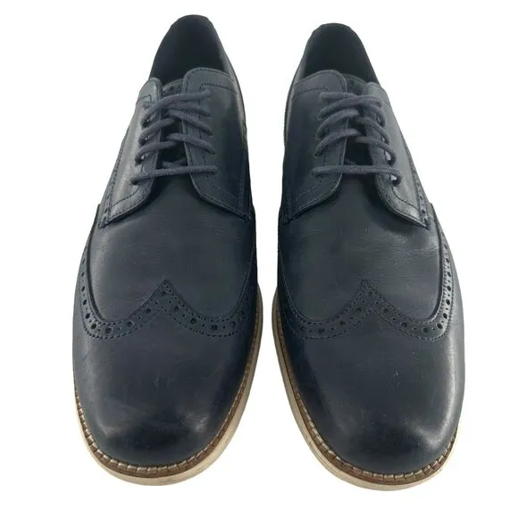 Cole Haan Shoes Mens 11M Blue Leather Oxfords OriginalGrand Wingtip Classic