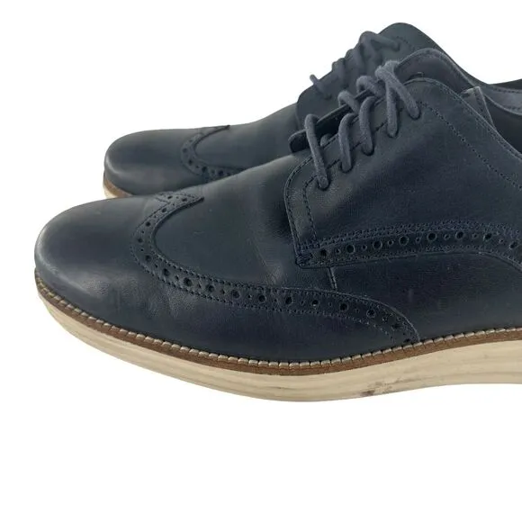 Cole Haan Shoes Mens 11M Blue Leather Oxfords OriginalGrand Wingtip Classic