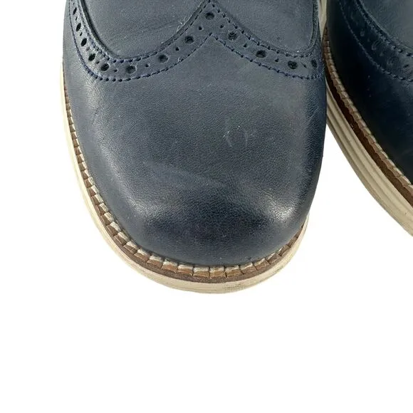 Cole Haan Shoes Mens 11M Blue Leather Oxfords OriginalGrand Wingtip Classic