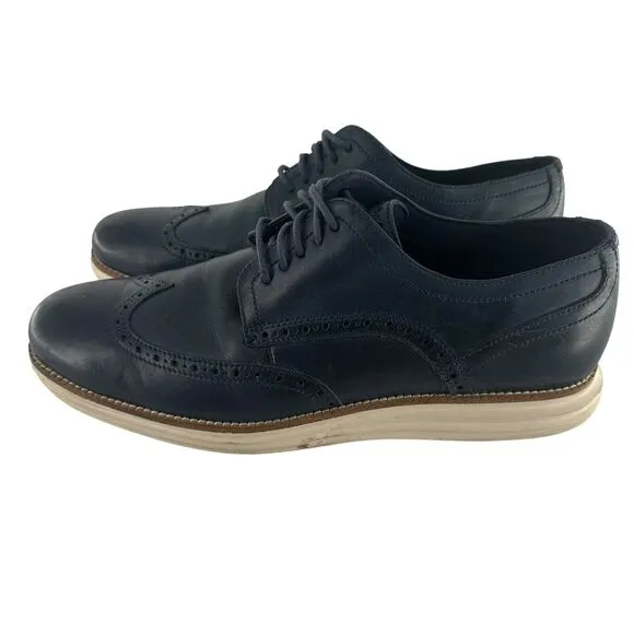 Cole Haan Shoes Mens 11M Blue Leather Oxfords OriginalGrand Wingtip Classic
