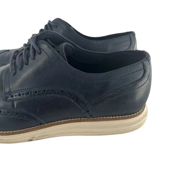 Cole Haan Shoes Mens 11M Blue Leather Oxfords OriginalGrand Wingtip Classic