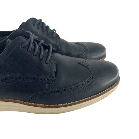 Cole Haan Shoes Mens 11M Blue Leather Oxfords OriginalGrand Wingtip Classic