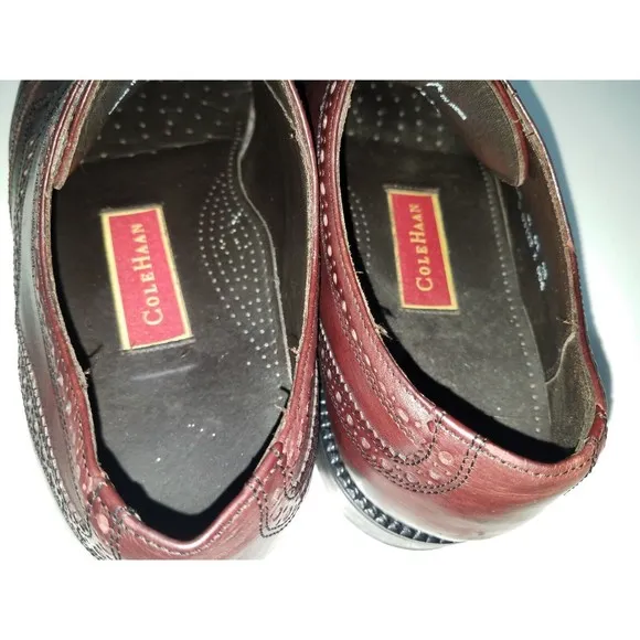 Cole Haan Wing Tip Oxfords Leather Shoes Mens Size 10 M Burgundy