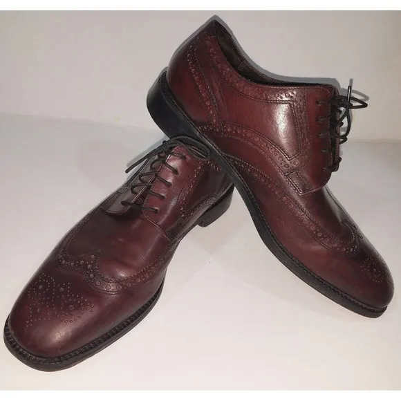 Cole Haan Wing Tip Oxfords Leather Shoes Mens Size 10 M Burgundy