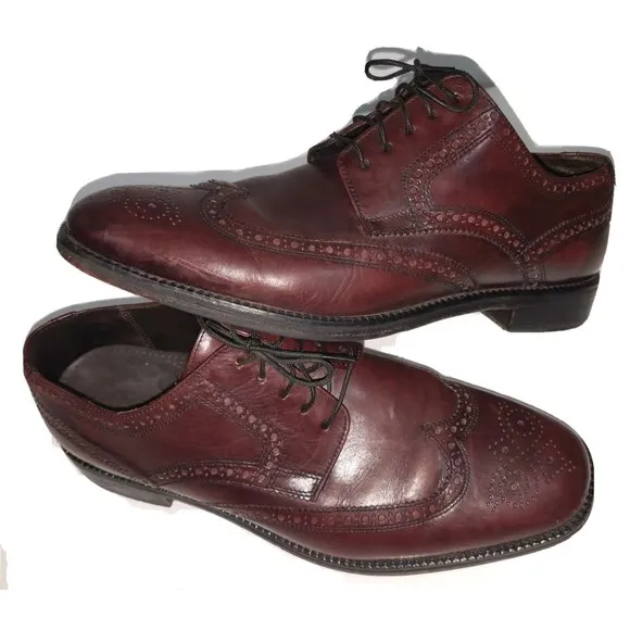 Cole Haan Wing Tip Oxfords Leather Shoes Mens Size 10 M Burgundy