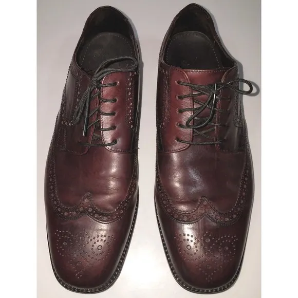 Cole Haan Wing Tip Oxfords Leather Shoes Mens Size 10 M Burgundy