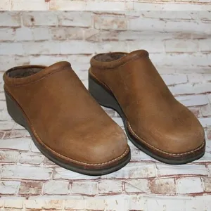 COLE HAAN Womens BROWN SUEDE SLIP ON CLOGS Size 7