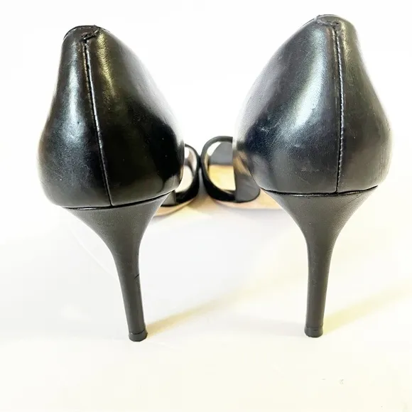 Cole Haan Womens Leather Suede Open Toe Pump Sandal Sz 8 Black Formal Heels
