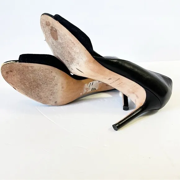 Cole Haan Womens Leather Suede Open Toe Pump Sandal Sz 8 Black Formal Heels