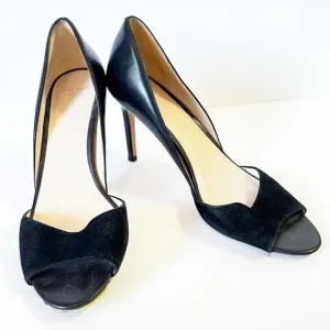 Cole Haan Womens Leather Suede Open Toe Pump Sandal Sz 8 Black Formal Heels