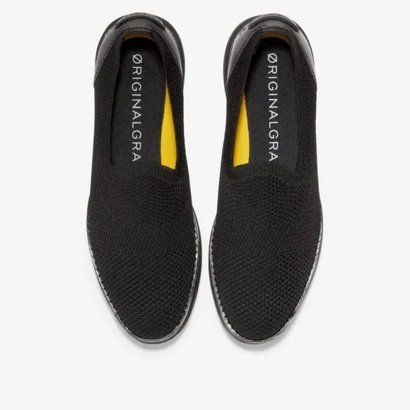 Cole Haan Women's OriginalGrand Cloudfeel Meridian Loafer Black Knit Slip-On 5.5