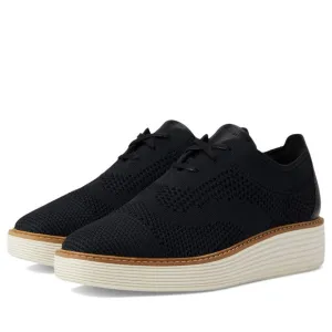 COLE HAAN WOMEN'S ORIGINALGRAND PLATFORM STITCHLITE OXFORDS, BLACK KNIT/IVO