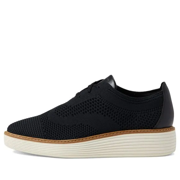 COLE HAAN WOMEN'S ORIGINALGRAND PLATFORM STITCHLITE OXFORDS, BLACK KNIT/IVO