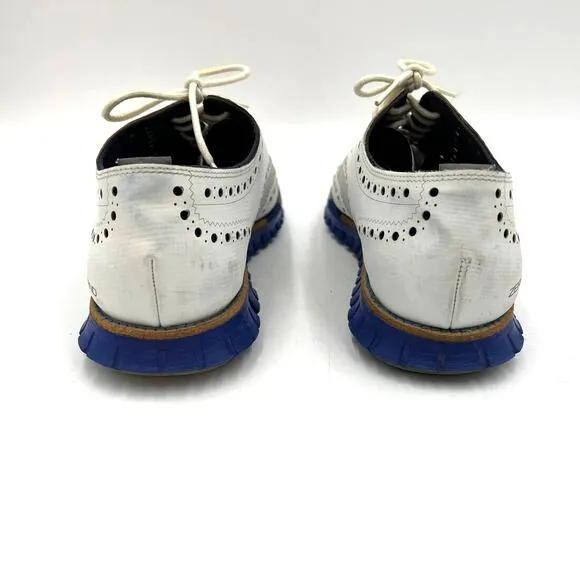 Cole Haan ZeroGrand OX No Stitch White Blue Oxford Lace Up Sneaker Brouge