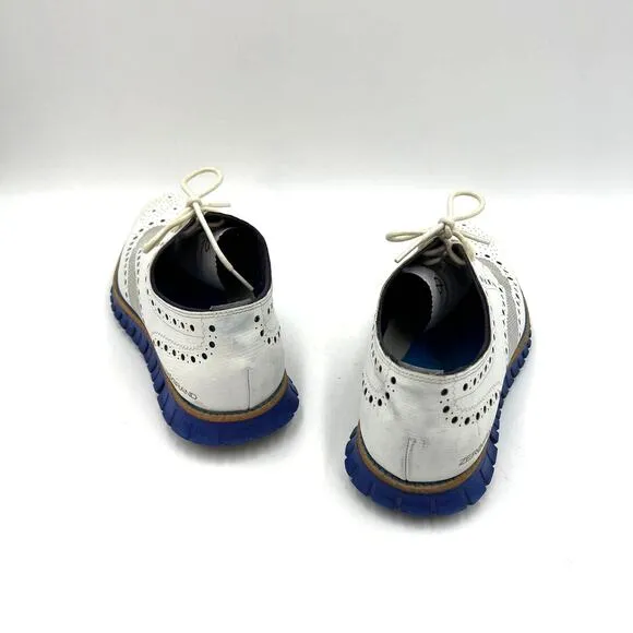 Cole Haan ZeroGrand OX No Stitch White Blue Oxford Lace Up Sneaker Brouge