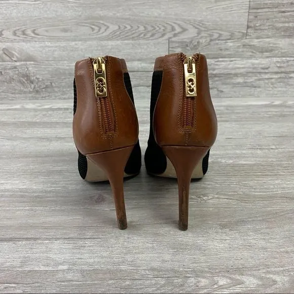 Cole Han Brown &amp; Black Mesh Open Toe Ankle Heels