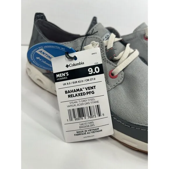 Columbia Men's PFG Bahama Vent Loco Relaxed Boat Shoes Grey Steel, Size 9 NEW