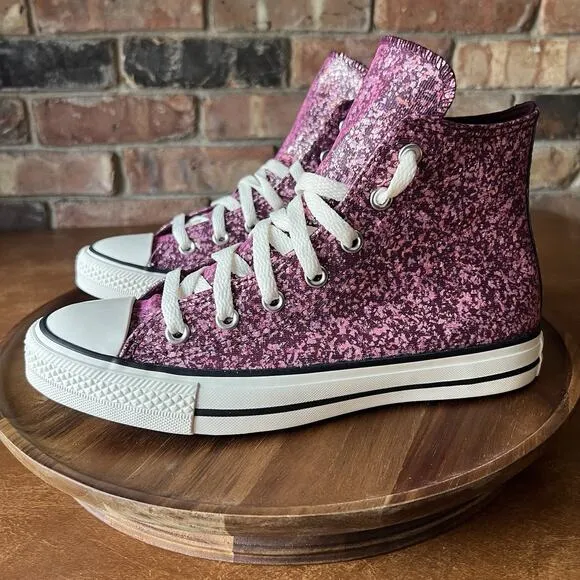 Converse Chuck Taylor All Star Hi Purple Pink Glitter Sneakers Shoes Women's 7