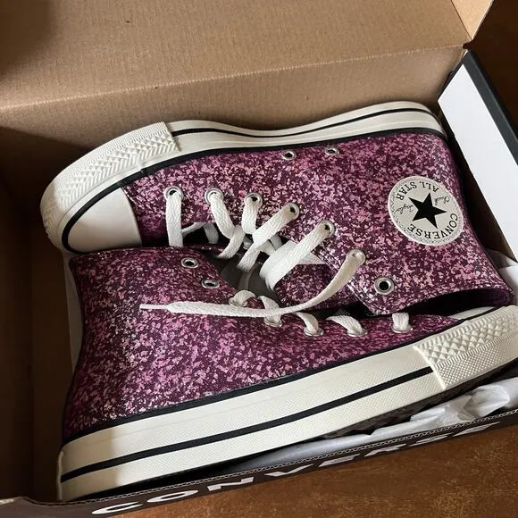 Converse Chuck Taylor All Star Hi Purple Pink Glitter Sneakers Shoes Women's 7