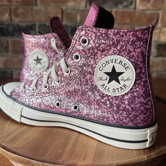 Converse Chuck Taylor All Star Hi Purple Pink Glitter Sneakers Shoes Women's 7