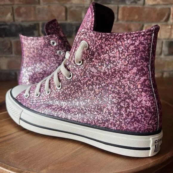 Converse Chuck Taylor All Star Hi Purple Pink Glitter Sneakers Shoes Women's 7