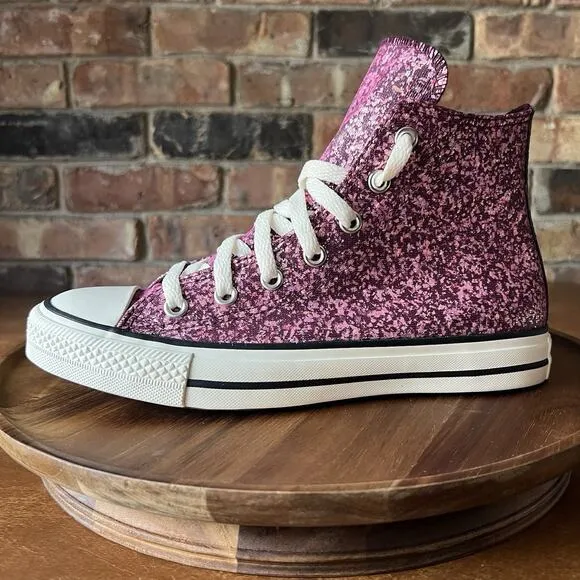 Converse Chuck Taylor All Star Hi Purple Pink Glitter Sneakers Shoes Women's 7