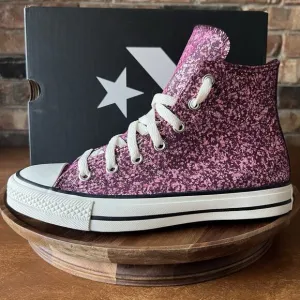 Converse Chuck Taylor All Star Hi Purple Pink Glitter Sneakers Shoes Women's 7