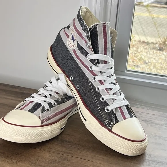 Converse Chuck Taylor All Star Hi Tops Striped Black/gooseberry Shoe Mens 10.5