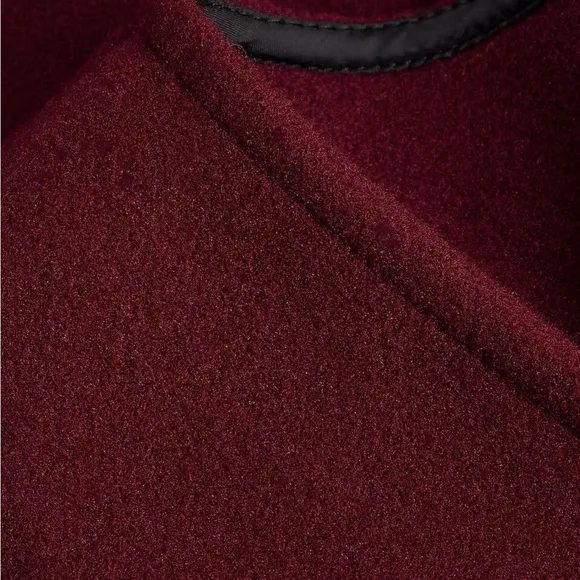 COPY - Elegant Burgundy Wrap Sweater Express Faux Wool Color Block Belted Cape …