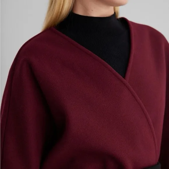 COPY - Express Faux Wool Color Block Belted Cape Coat. Size M/L. NWT