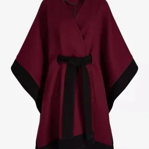 COPY - Express Faux Wool Color Block Belted Cape Coat. Size M/L. NWT