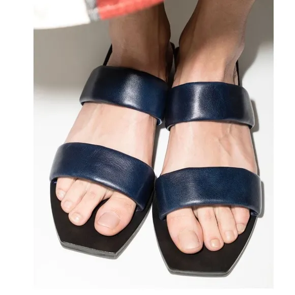 COPY - St Agni Navy Blue Leather Slides NWT