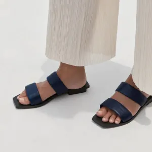 COPY - St Agni Navy Blue Leather Slides NWT