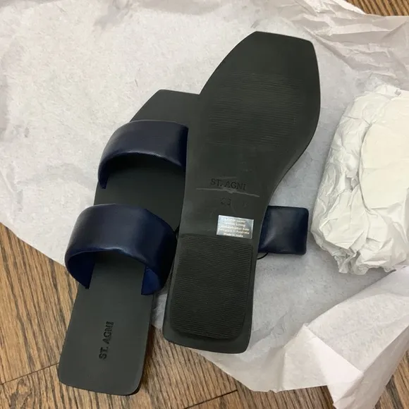 COPY - St Agni Navy Blue Leather Slides NWT