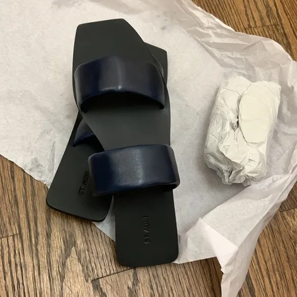 COPY - St Agni Navy Blue Leather Slides NWT