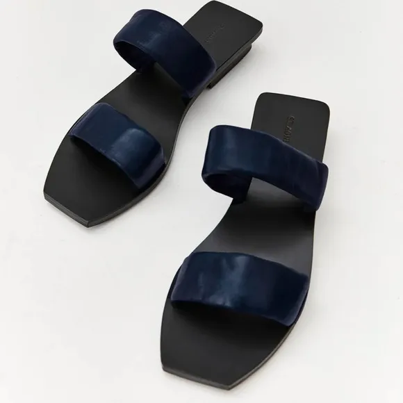COPY - St Agni Navy Blue Leather Slides NWT