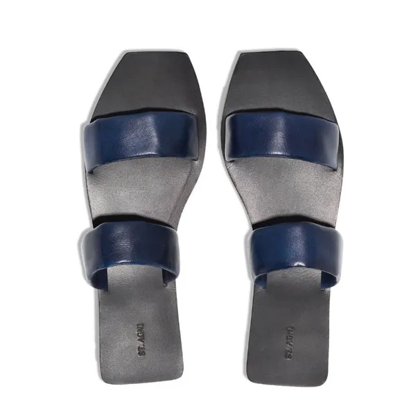 COPY - St Agni Navy Blue Leather Slides NWT