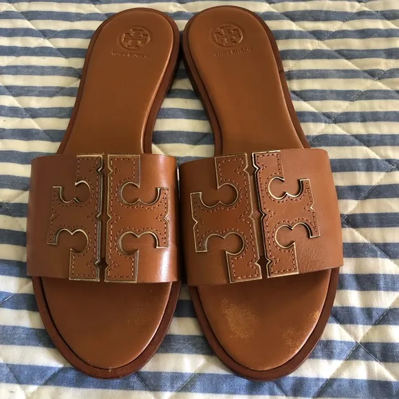 COPY - Tory Burch Tan and Gold Slide Sandals