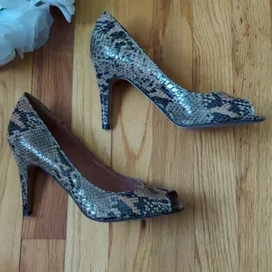 Corso Como Snakeskin Print Open Toed Heels Size 9