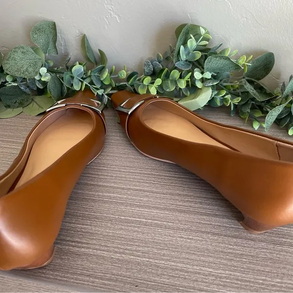 C.Paravano Metal Buckle Square Toe Low Block Heel Closed Toe Chunky 41 Lambskin