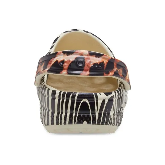 CROC CLASSIC ANIMAL REMIX CLOGS - ZEBRA/LEOPARD MEN 7/ WOMEN 9 (NEW)