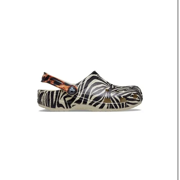 CROC CLASSIC ANIMAL REMIX CLOGS - ZEBRA/LEOPARD MEN 7/ WOMEN 9 (NEW)