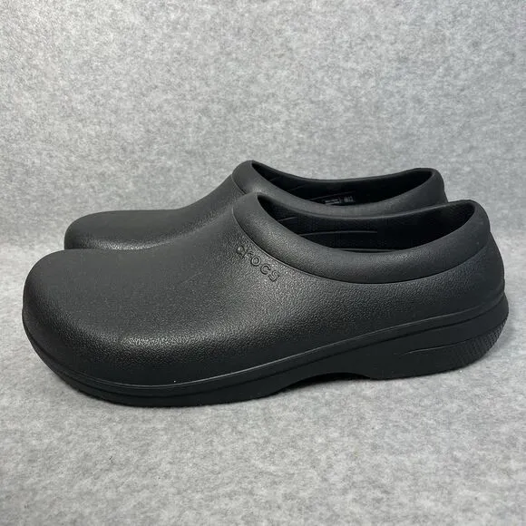 Crocs Adult Men’s 11 Black On the Clock Clogs Slip Resistant Work Shoes Slip Ons
