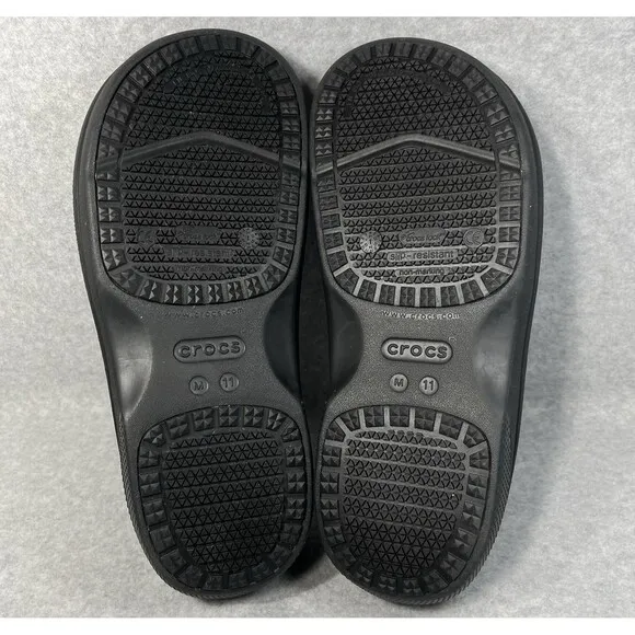 Crocs Adult Men’s 11 Black On the Clock Clogs Slip Resistant Work Shoes Slip Ons