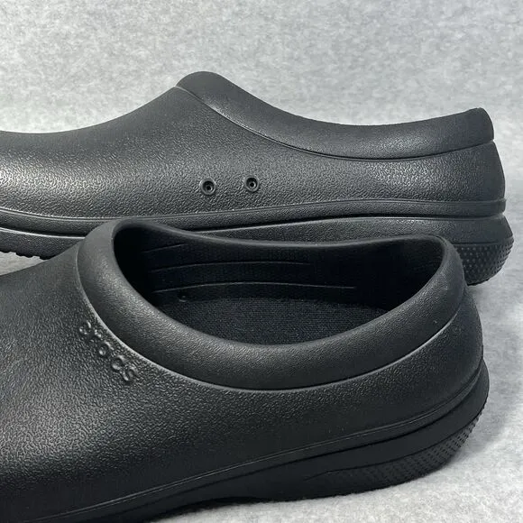 Crocs Adult Men’s 11 Black On the Clock Clogs Slip Resistant Work Shoes Slip Ons