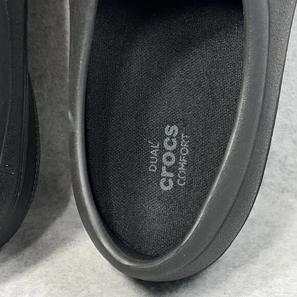 Crocs Adult Men’s 11 Black On the Clock Clogs Slip Resistant Work Shoes Slip Ons