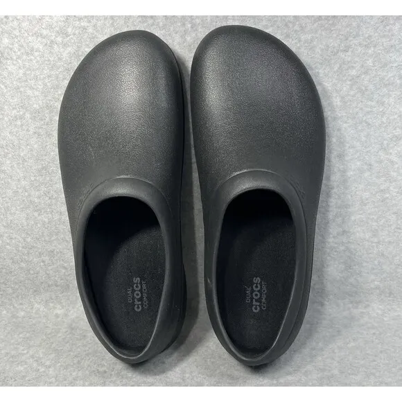Crocs Adult Men’s 11 Black On the Clock Clogs Slip Resistant Work Shoes Slip Ons