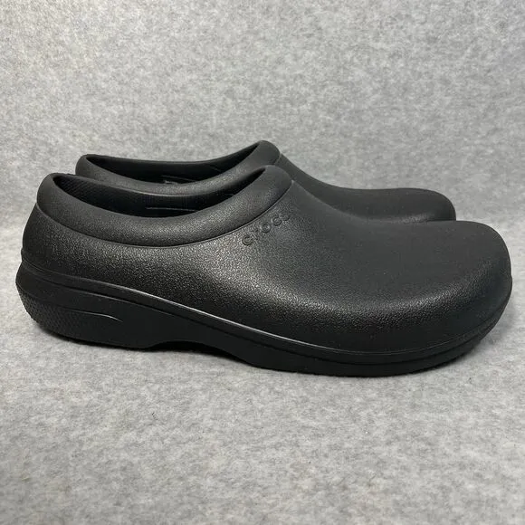 Crocs Adult Men’s 11 Black On the Clock Clogs Slip Resistant Work Shoes Slip Ons