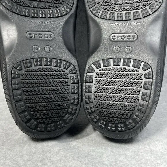 Crocs Adult Men’s 11 Black On the Clock Clogs Slip Resistant Work Shoes Slip Ons