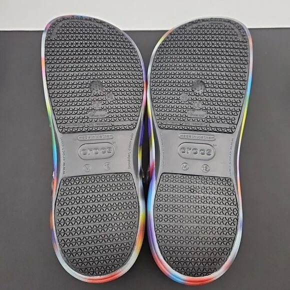 CROCS at Work Bistro Graphic Clog Men's Size 12‎ Tie Dye Rainbow Slip On Clogs